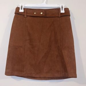 Faux Suede High Waisted Skirt